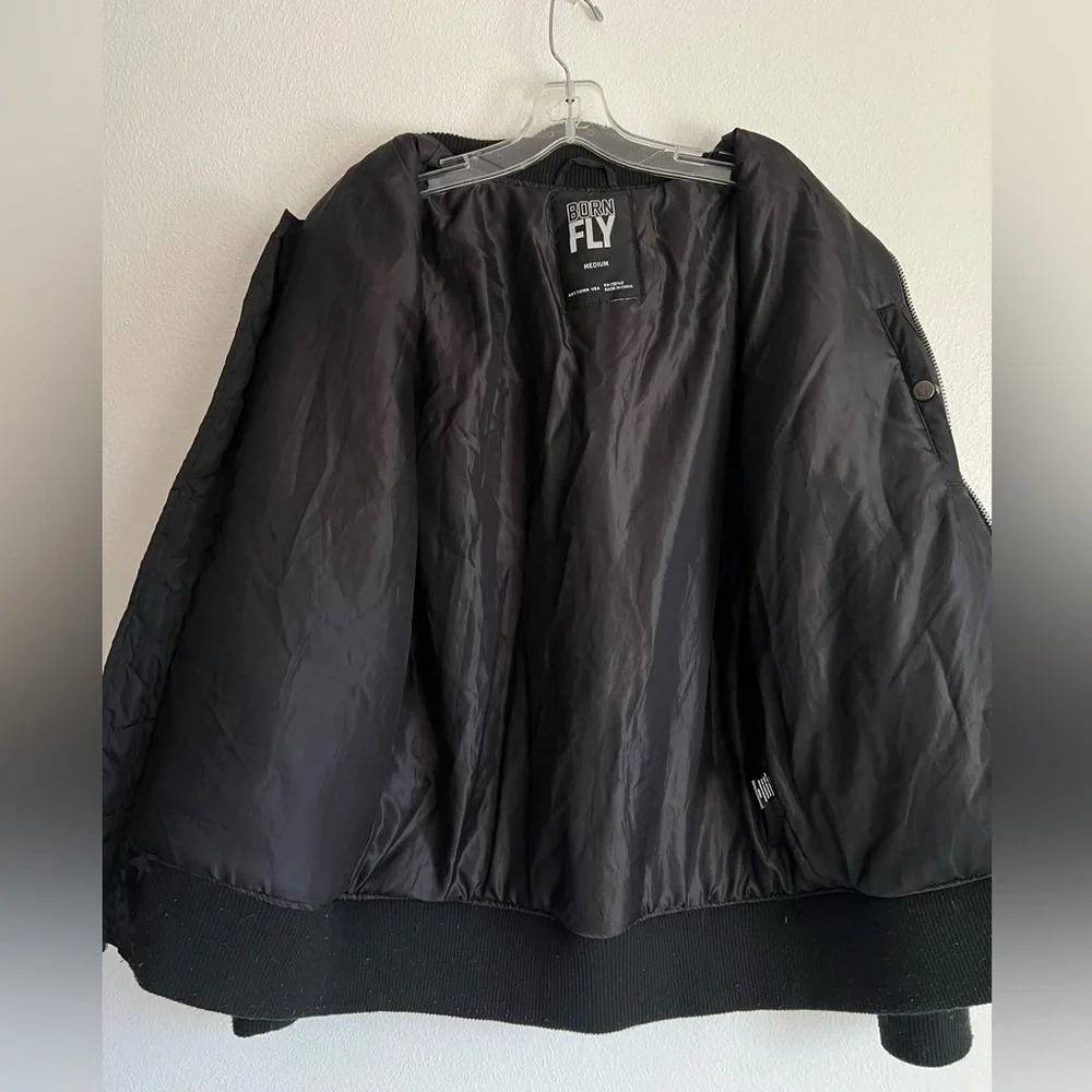 Born Fly Mens Born Fly Anytown USA Black Bomber Jacket‎ Size Medium
